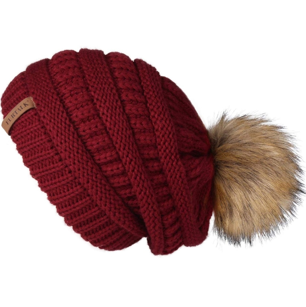 Slouchy fur pom hat - Picture 7 of 8